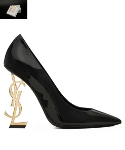 Replica YSL Saint Laurent Women's Opyum Pumps In Patent Leather With Gold-Tone Heel Black