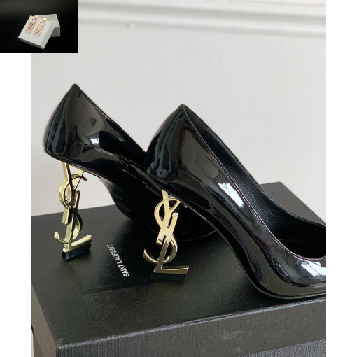 Replica YSL Saint Laurent Women's Opyum Pumps In Patent Leather With Gold-Tone Heel Black 10