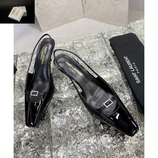 Replica YSL Saint Laurent Women's Blade Slingback Pumps In Patent Leather Black 3