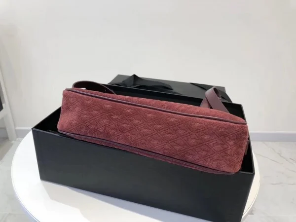 Replica YSL Fake Saint Laurent Monogram All Over Camera Bag In Bordeaux Suede 5