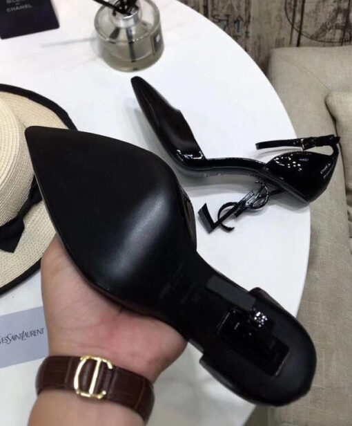 Replica YSL Saint Laurent Women's Opyum D'orsay Pumps In Patent Leather With Black Heel Black 10