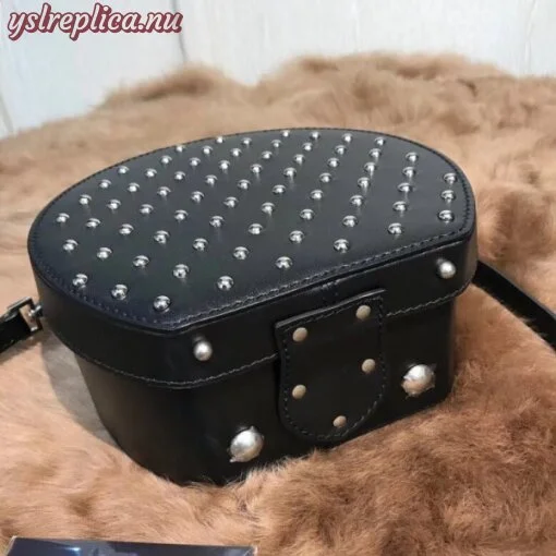 Replica YSL Fake Saint Laurent Black Mica Hot Box Studs Bag 7