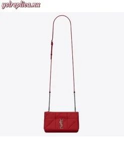 Replica YSL Fake Saint Laurent Jamie Chain Wallet In Red Patchwork Lambskin