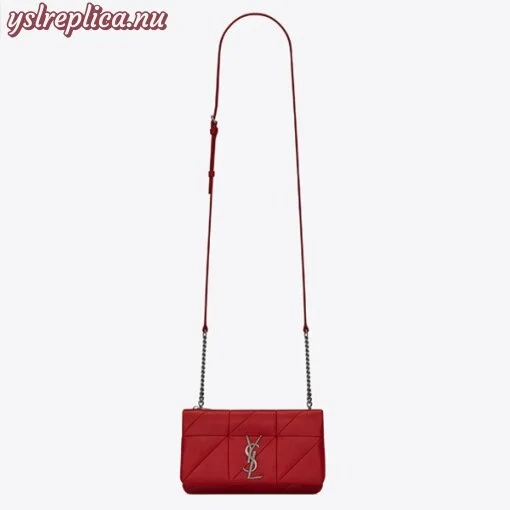 Replica YSL Fake Saint Laurent Jamie Chain Wallet In Red Patchwork Lambskin