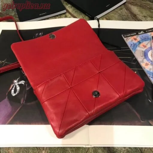 Replica YSL Fake Saint Laurent Jamie Chain Wallet In Red Patchwork Lambskin 4