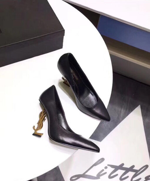 Replica YSL Saint Laurent opyum pump in patent leather with silver tone heel Black 3