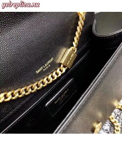 Replica YSL Fake Saint Laurent Small Kate Bag In Black Grained Leather 2