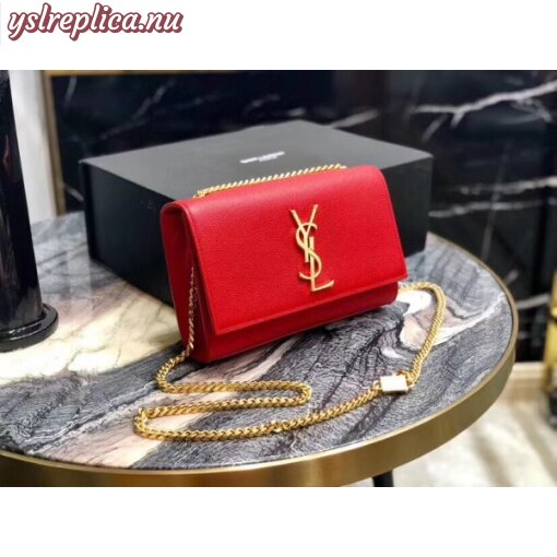 Replica YSL Fake Saint Laurent Small Kate Bag In Red Grained Leather 2