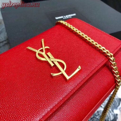 Replica YSL Fake Saint Laurent Small Kate Bag In Red Grained Leather 6