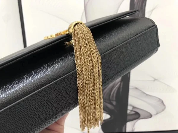 Replica YSL Fake Saint Laurent Small Kate Tassel Bag In Black Grained Leather 2