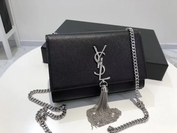 Replica YSL Fake Saint Laurent Small Kate Tassel Bag In Black Grained Leather 5