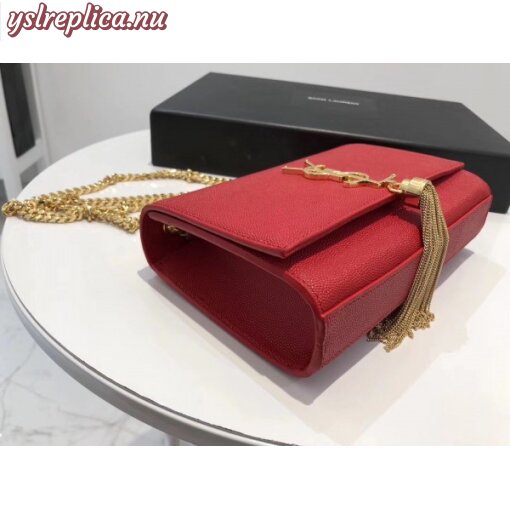 Replica YSL Fake Saint Laurent Small Kate Tassel Bag In Red Grained Leather 3