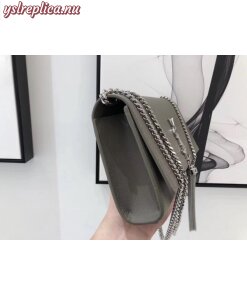 Replica YSL Fake Saint Laurent Medium Kate Bag With Tassel In Grey Grained Leather 2
