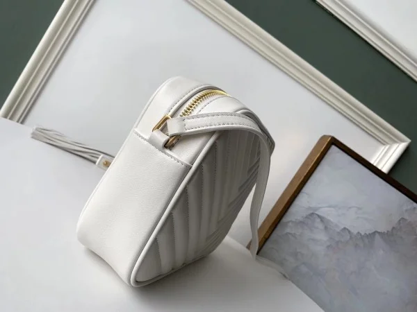 Replica YSL Fake Saint Laurent Lou Camera Bag In White Leather 2