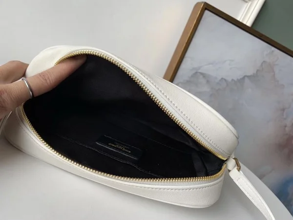 Replica YSL Fake Saint Laurent Lou Camera Bag In White Leather 5