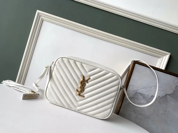 Replica YSL Fake Saint Laurent Lou Camera Bag In White Leather 6