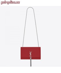 Replica YSL Fake Saint Laurent Medium Kate Bag With Tassel In Red Grained Leather