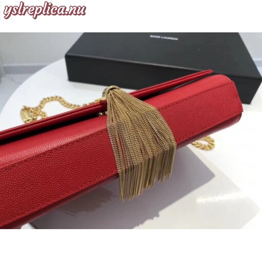 Replica YSL Fake Saint Laurent Medium Kate Bag With Tassel In Red Grained Leather 3