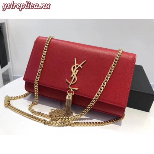Replica YSL Fake Saint Laurent Medium Kate Bag With Tassel In Red Grained Leather 6