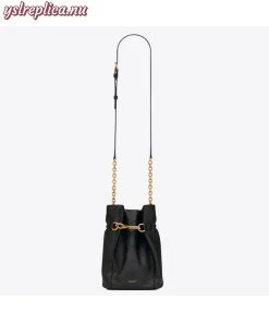 Replica YSL Fake Saint Laurent Le Maillon Hook Bucket Bag In Black Lambskin