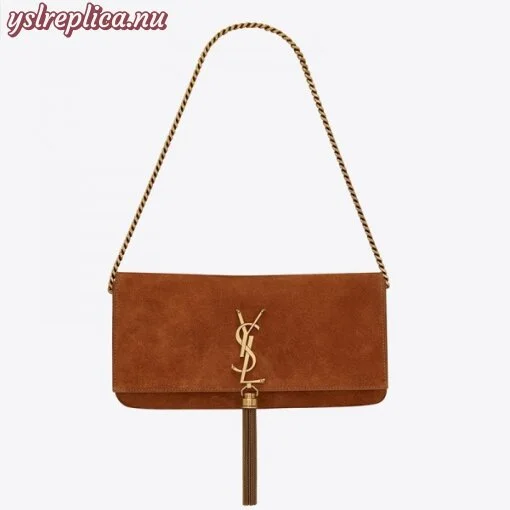 Replica YSL Fake Saint Laurent Kate 99 Shoulder Bag In Brown Suede