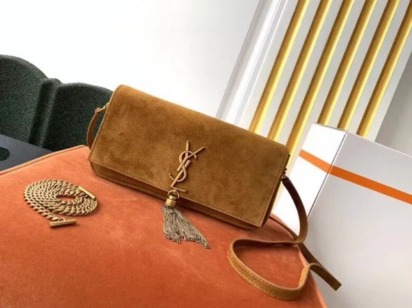 Replica YSL Fake Saint Laurent Kate 99 Shoulder Bag In Brown Suede 5