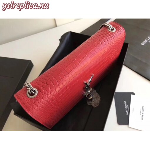 Replica YSL Fake Saint Laurent Medium Kate Bag With Tassel In Red Croc-Embossed Leather 6