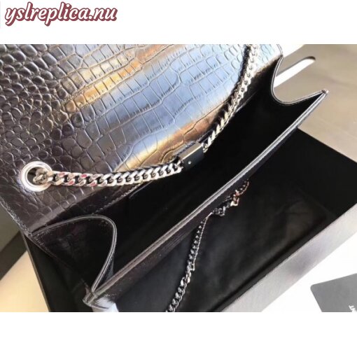 Replica YSL Fake Saint Laurent Medium Kate Bag With Tassel In Black Croc-Embossed Leather 5