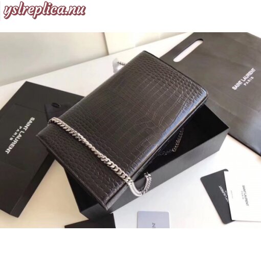 Replica YSL Fake Saint Laurent Medium Kate Bag With Tassel In Black Croc-Embossed Leather 6