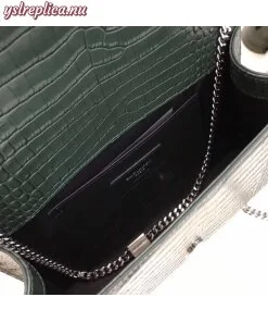 Replica YSL Fake Saint Laurent Medium Kate Bag With Tassel In Dark Green Croc-Embossed Leather 2