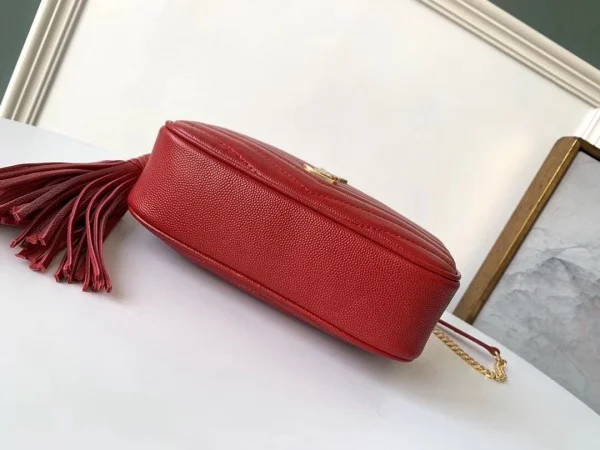 Replica YSL Fake Saint Laurent Lou Mini Bag In Red Grained Leather 3