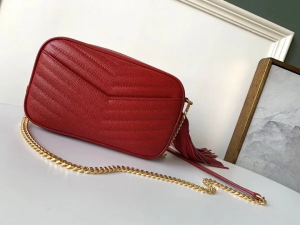 Replica YSL Fake Saint Laurent Lou Mini Bag In Red Grained Leather 4