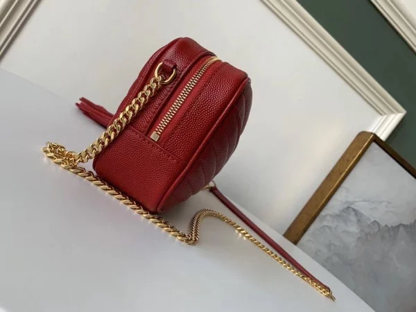 Replica YSL Fake Saint Laurent Lou Mini Bag In Red Grained Leather 5