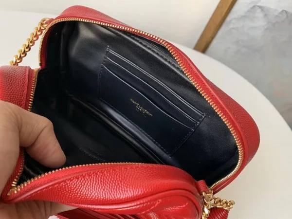 Replica YSL Fake Saint Laurent Lou Mini Bag In Red Grained Leather 6