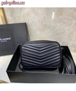 Replica YSL Fake Saint Laurent Lou Mini All Black Bag 2