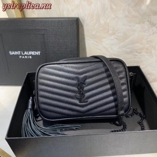 Replica YSL Fake Saint Laurent Lou Mini All Black Bag 4
