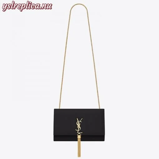 Replica YSL Fake Saint Laurent Medium Kate Bag With Tassel In Black Smooth Leather