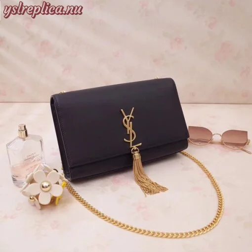 Replica YSL Fake Saint Laurent Medium Kate Bag With Tassel In Black Smooth Leather 5