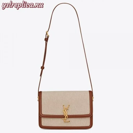 Replica YSL Fake Saint Laurent Solferino Medium Bag In Canvas with Calfskin