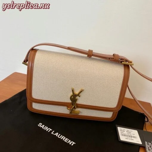 Replica YSL Fake Saint Laurent Solferino Medium Bag In Canvas with Calfskin 7