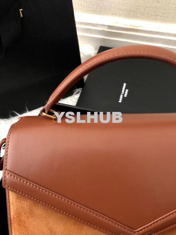 Replica YSL Fake Saint Laurent Cassandra Medium Bag In Brown Suede 2