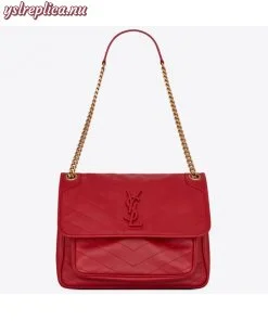 Replica YSL Fake Saint Laurent Medium Niki Bag In Red Lambskin