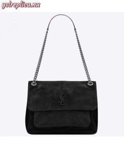 Replica YSL Fake Saint Laurent Medium Niki Bag In Black Suede