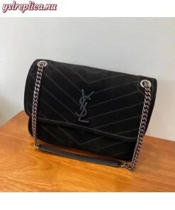 Replica YSL Fake Saint Laurent Medium Niki Bag In Black Suede 2