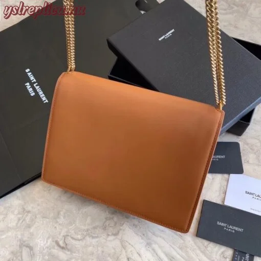 Replica YSL Fake Saint Laurent Cassandra Clasp Bag In Brown Suede 2