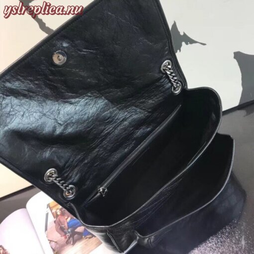 Replica YSL Fake Saint Laurent Large Niki Chain Bag In Black Crinkled Leather 5