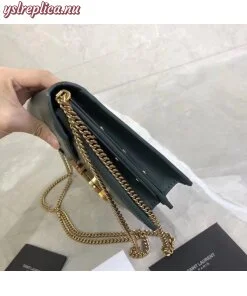 Replica YSL Fake Saint Laurent Dark Green Cassandra Monogram Clasp Bag