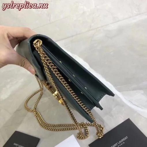 Replica YSL Fake Saint Laurent Dark Green Cassandra Monogram Clasp Bag