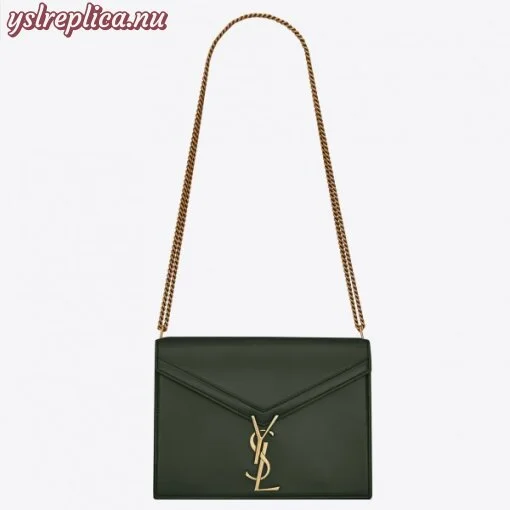 Replica YSL Fake Saint Laurent Dark Green Cassandra Monogram Clasp Bag 3