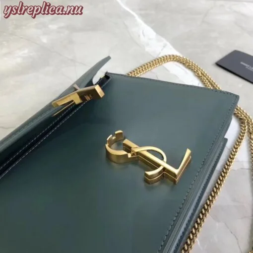 Replica YSL Fake Saint Laurent Dark Green Cassandra Monogram Clasp Bag 4